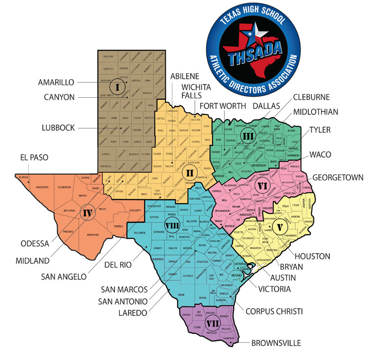Regional Map Texas High School Athletic Directors Association